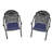 Cast Aluminum Patio Dining Chair 2PCS With Black Frame And Blue Cushions