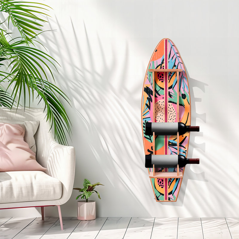 Kersh Tipsy Fruit Surfboard Wine Rack - 8" x 25.5" x 7.5"
