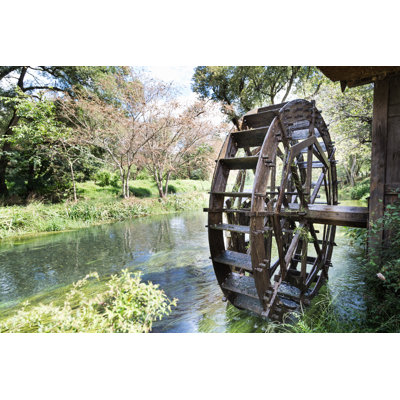 Ancient Water Wheel Within Serene And Scenic River by ThamKC - Wrapped Canvas Print