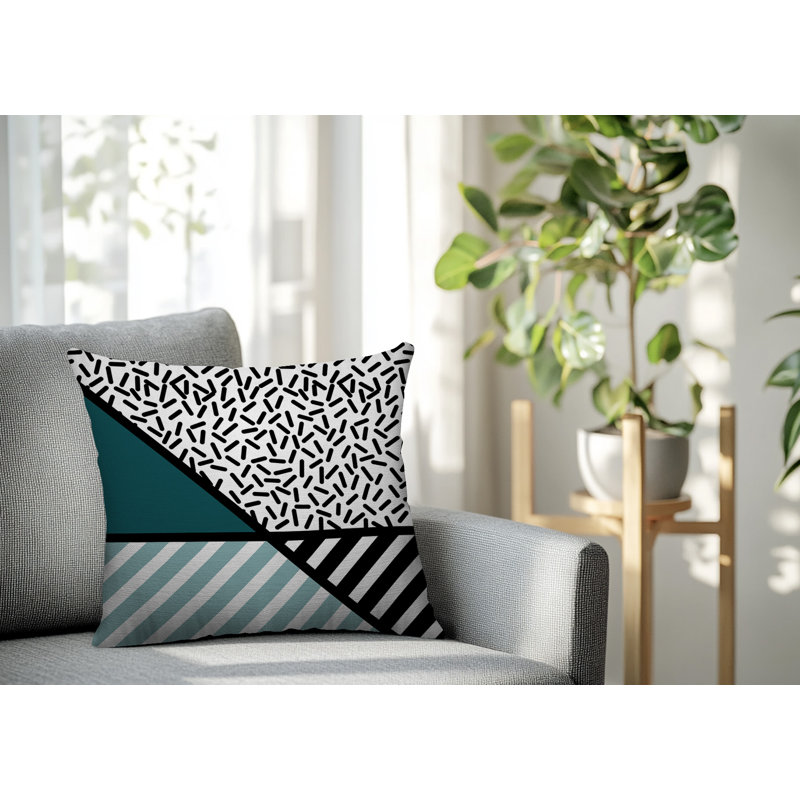 Coussin décoratif intérieur / extérieur Shapira, Carré 20 po, Émeraude