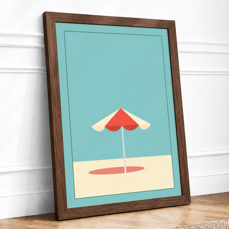 Summer Shelter Coastal - Framed Print, A3 - 42.0 x 29.7 cm, Walnut