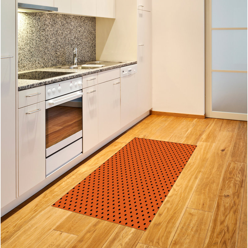 Orange High Density Long Fiber Poly Threads Decorative Area Rug Carpet, Rectangle 2'7" x 5'