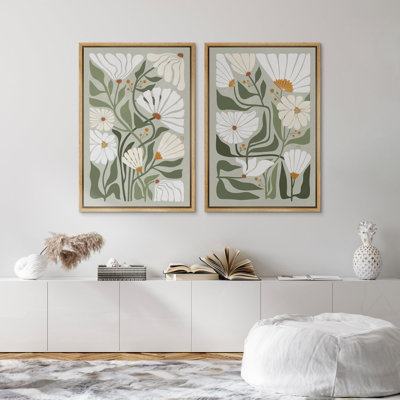 Plant Abstraction " Abstract Floral Contemporary Botanical Modern Art Wall Decor Artwork Nordic Nature " 2 - Pieces