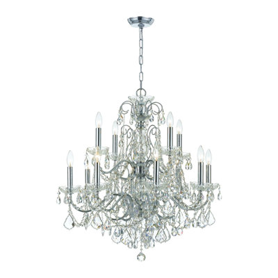 Lustre 12 lumières de style bougie Salgado avec détails en cristal