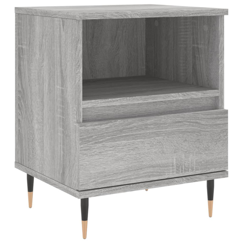 Mushaim 40cm W Manufactured Wood Bedside Table, Set of 2, Grey Sonoma