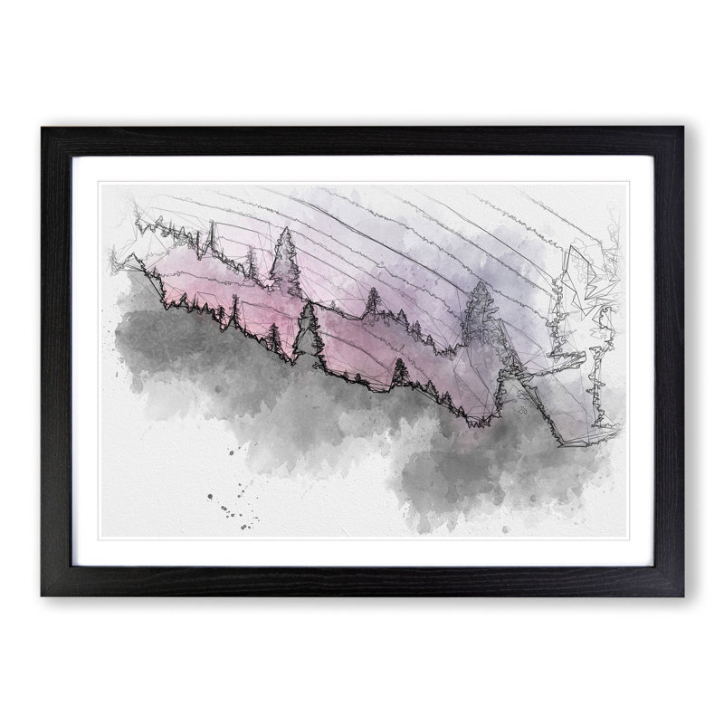 Purple Forest 1 Piece Single Picture Frame Wall Art, 48cm H x 65cm W x 2cm D, Black Framed