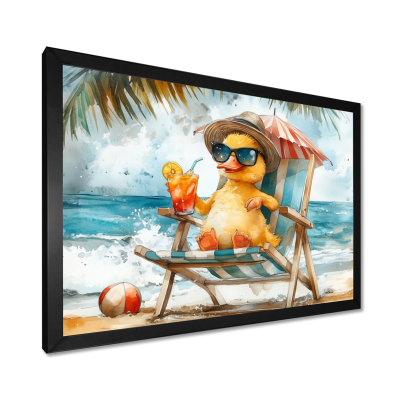 Sandler - art mural animaux côtiers, Toile encadrée noire simple, H 12 po x l 20 po x P 1 po