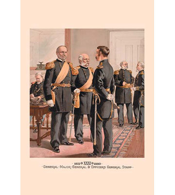 General MajorGeneral and Officers General Staff by HA Ogden Painting Print