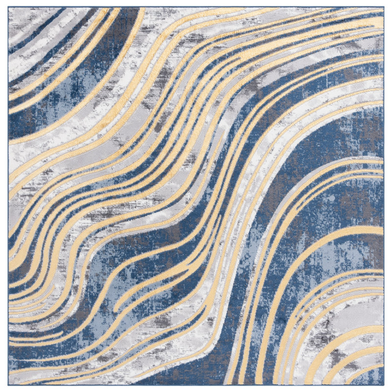 Lyli Performance Performance Abstract Rug, Square 6'7"