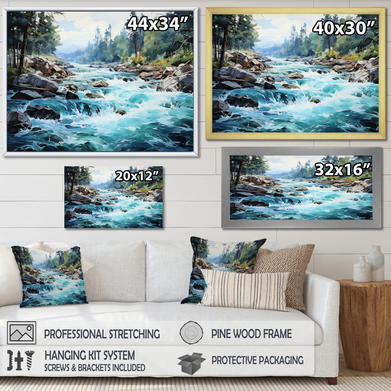 " Canada Dancing Rapids I ", White, 16" H x 32" W x 1" D