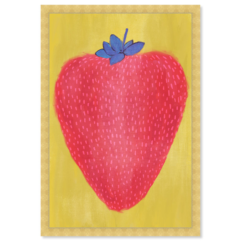 One Strawberry Colorful Shortcake Berry - impression sur papier, Cadre doré, H 30 po x l 20 po x P 1,5 po