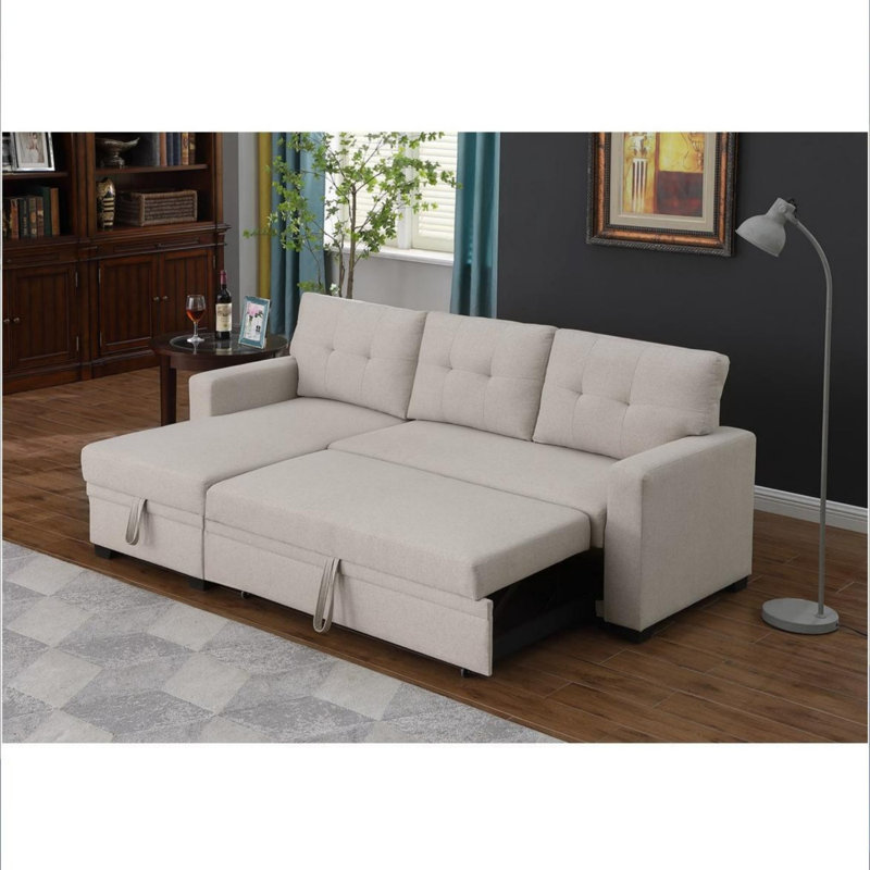 Warrendale Wide Reversible Sleeper Sofa & Chaise, Beige Linen