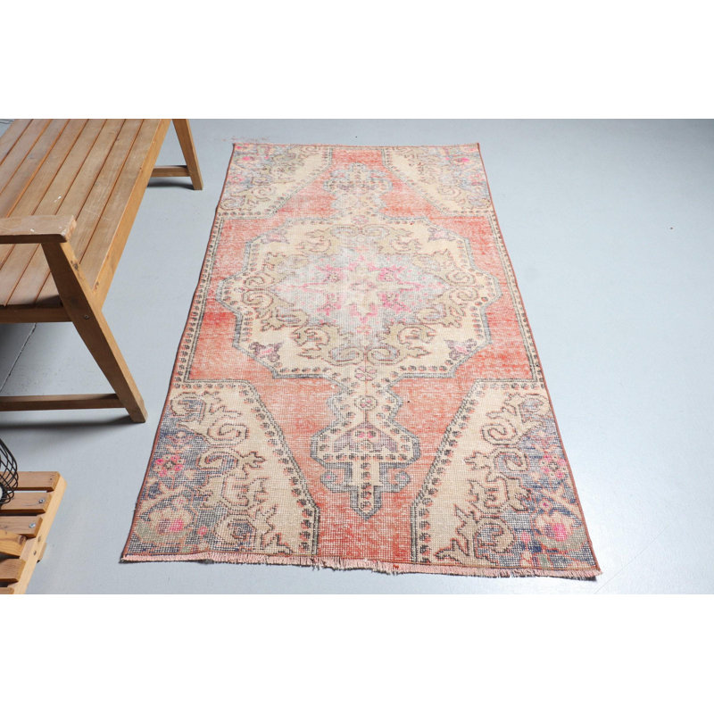 Tapis rétro vintage en laine fait à la main avec des motifs géométriques complexes pour la décoration intérieure