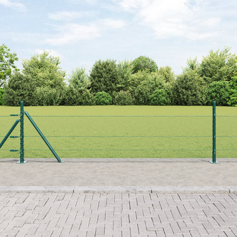Hexagon Fence Green Steel, 40cm H x 1000cm W