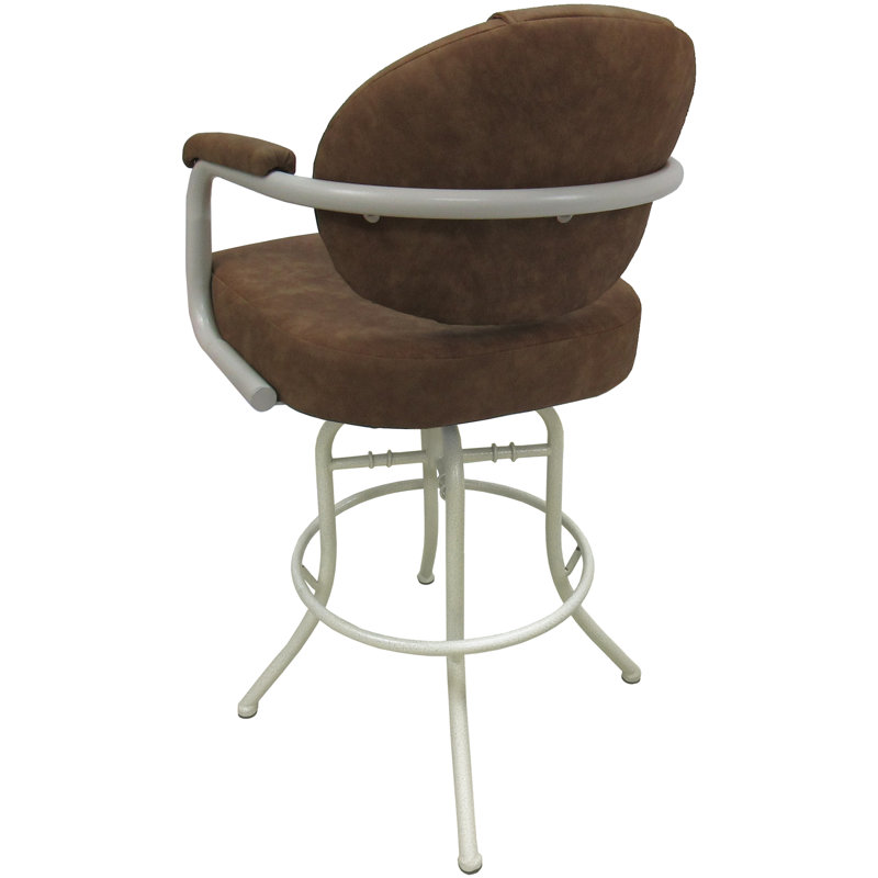 Swivel Upholstered Counter Stool, Brown, White