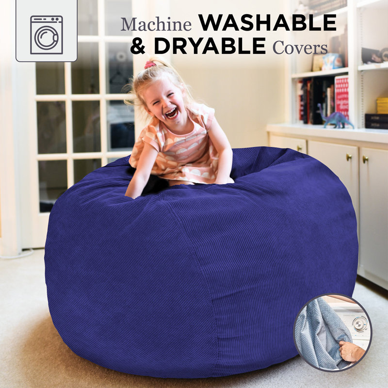 CordaRoy's Corduroy Convertible Bean Bag Chair, Small (Full), Navy Corduroy