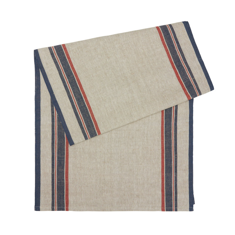 Antibes Table Runner - 20" x 72", Natural/Red