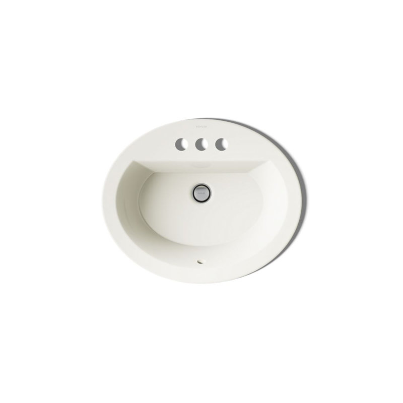 Bryant Ceramic Oval Drop-In Bathroom Sink with Overflow, Biscuit, 4'' Centers