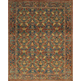 Coral Hand-Knotted Wool Floral Trelliswork European Modern Contemporary Carpet Rug