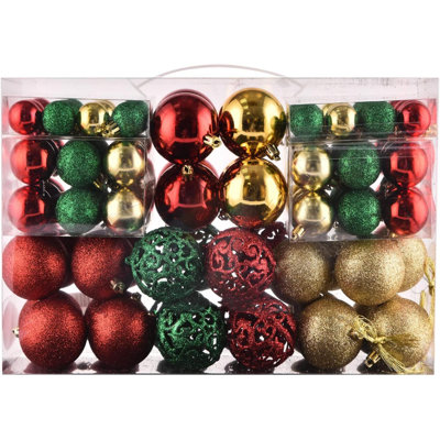 100Ct Christmas Balls Tree Ornaments Decorations, Shatterproof Christmas Decorations Set With Reusable Hand-Held Gift Package For Holiday Xmas Tree Halloween Decor