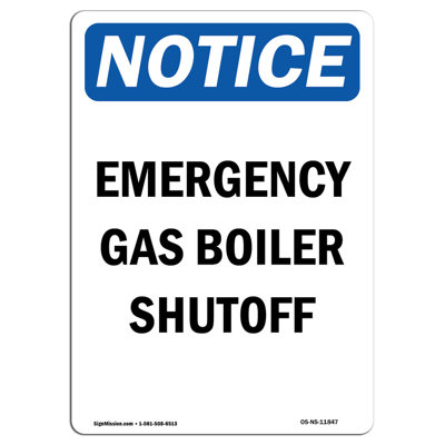 Emergency Gas Boiler Shutoff Sign