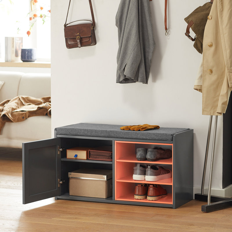 5 Pair Shoe Bench, Grey/Orange