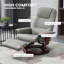 Fauteuil inclinable manuel en similicuir avec accoudoirs rembourrés à base pivotante en bois-1859726927