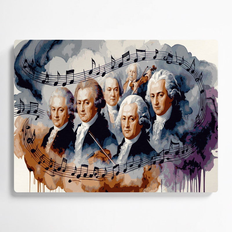 «Music Classical Composers», art mural en métal brun, H 12 po x l 18 po
