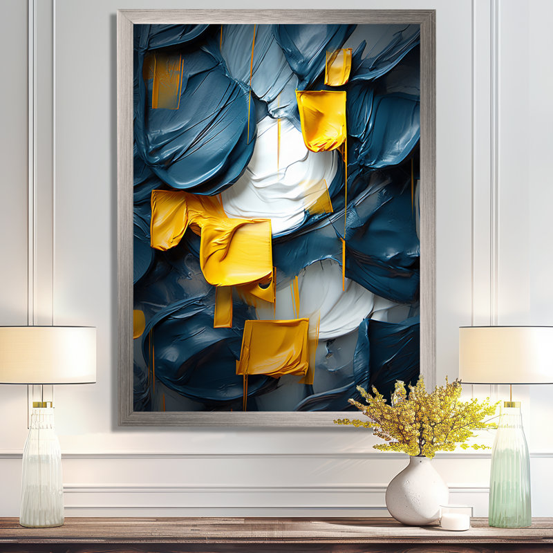 «Spring Bliss Abstract Turquoise And Yellow I», reproduction d'art sur toile, H 40 po x l 30 po x P 1,5 po