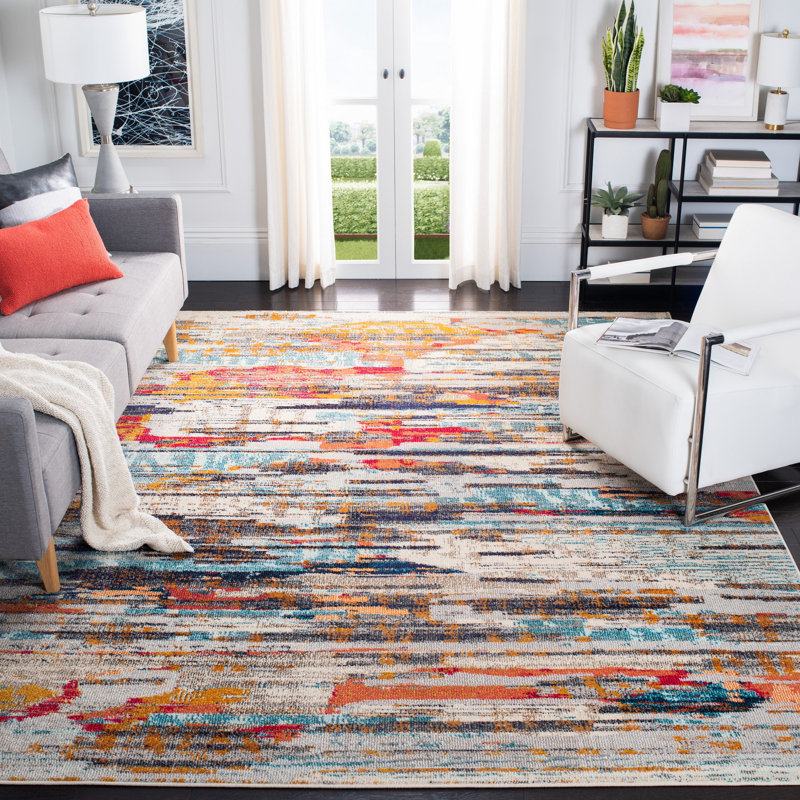 Riccio Abstract Ivory/Multi Area Rug, Rectangle 8' x 10'