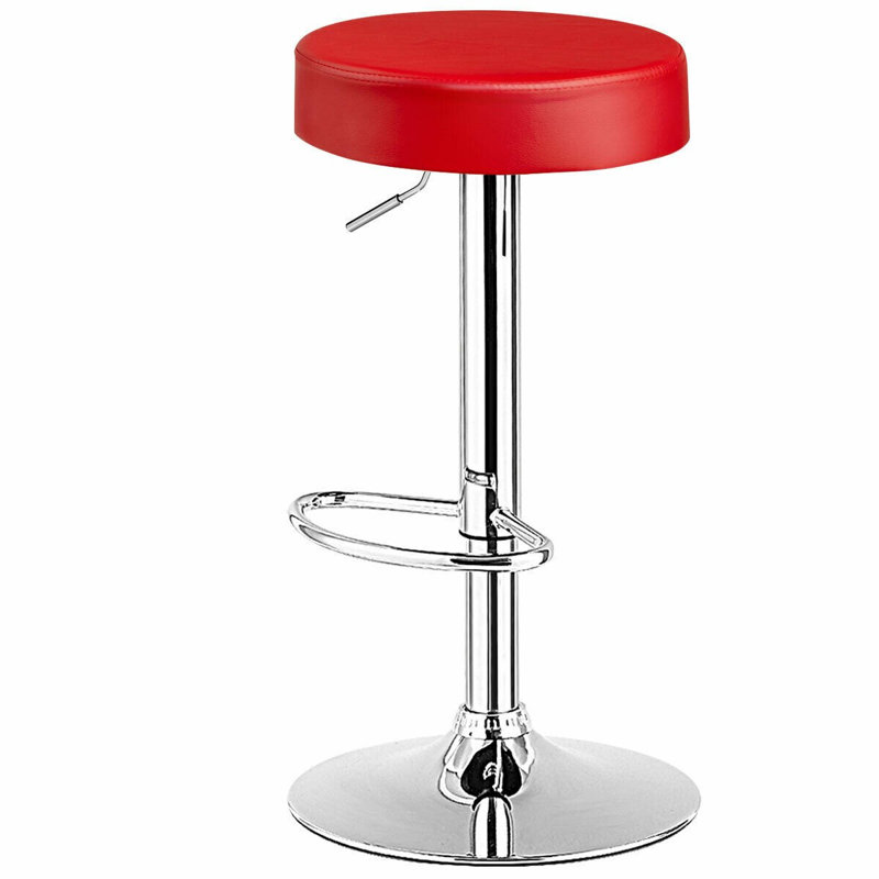 Dawer Swivel Upholstered Adjustable Height Counter Stool with Metal Frame, Red, 1