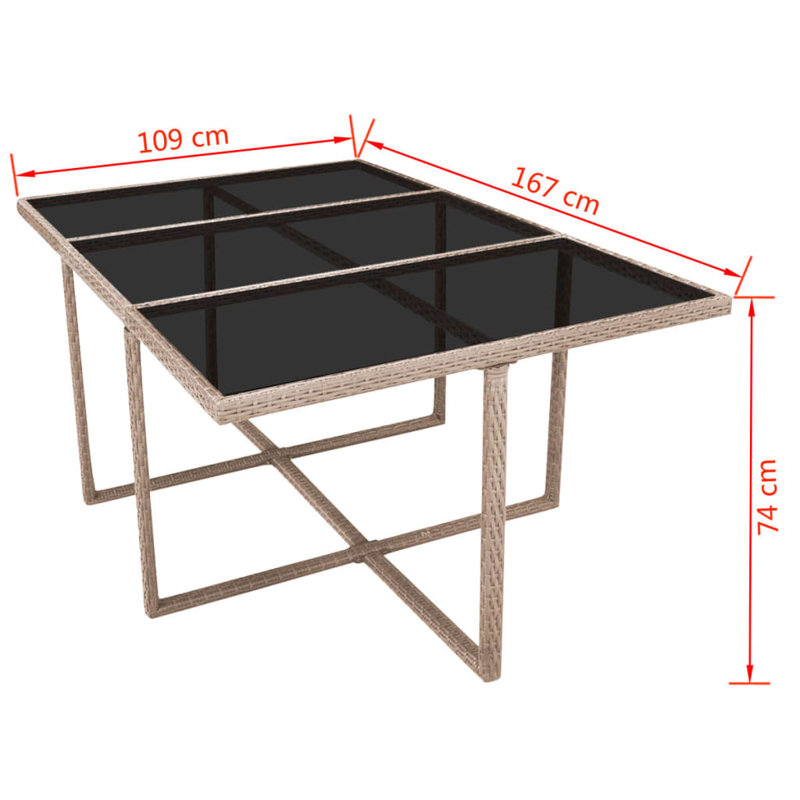 Ensemble de salle à manger Buttram vidaXL, Beige, Blanc, 11 pièces: table, 6 fauteuils et 4 repose-pieds