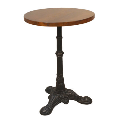Rustic Brown 28" Side Table with Durable Mango Wood and Cast Iron Frame