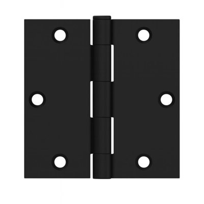 3.5 in. x 3.5 in. Matte Black Full Mortise Residential Squared Radius Standard Door Hinge w/ Removable Pin - (Set of 12)
