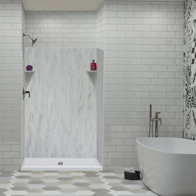 Transolid Lusso 48-in x 36-in x 72-in Glue to Wall 3-Piece Shower Wall Kit, Bellanca