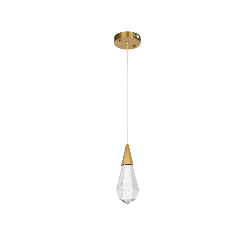 Luminaire suspendu en cristal 5 pouces Forrester, Or satiné