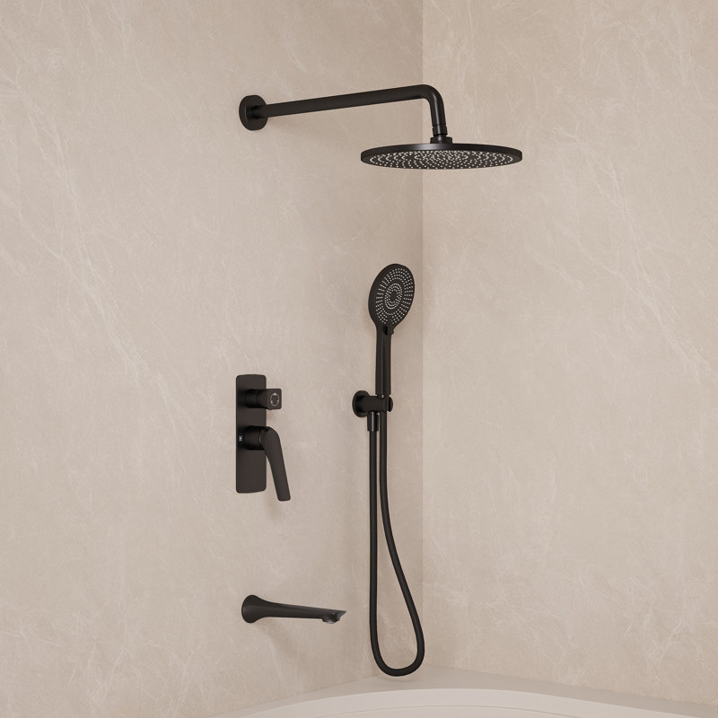 Concealed Shower System for Shower and Bath, Chrome, Matte Black