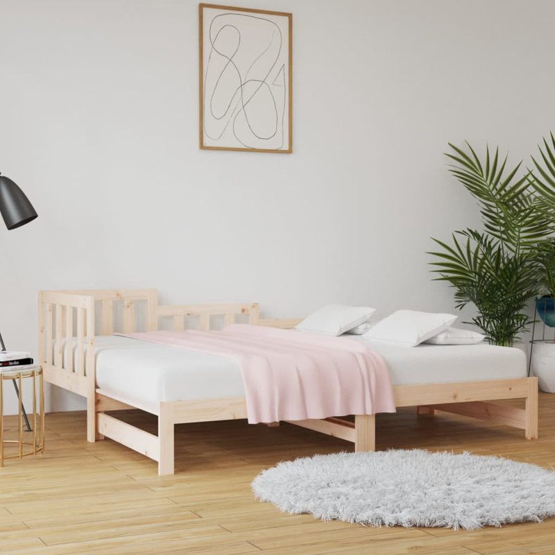 Day Bed Solid Pine Wood Convertible, Full/Double, Brown