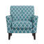 Fauteuil d'appoint avec treillis turquoise et pieds en bois massif brun foncé