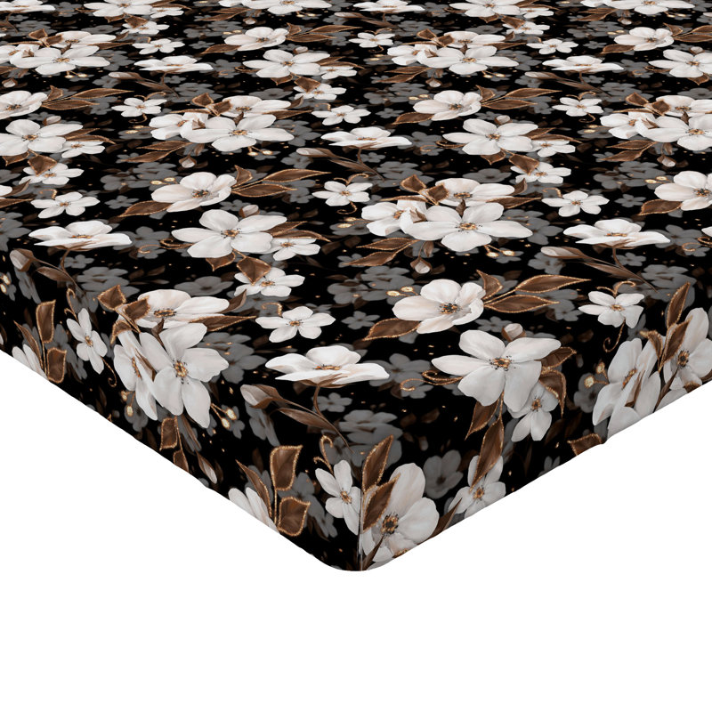 Ambesonne Nature Fitted Sheet Leaves Botanical Style Art, Charcoal Gray/Umber Floral, Twin XL Fitted Sheet