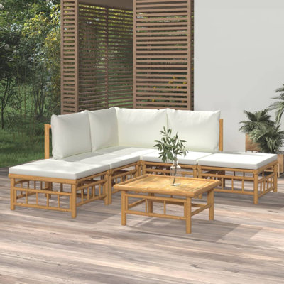 Ensemble de salon de jardin en bambou blanc moyen