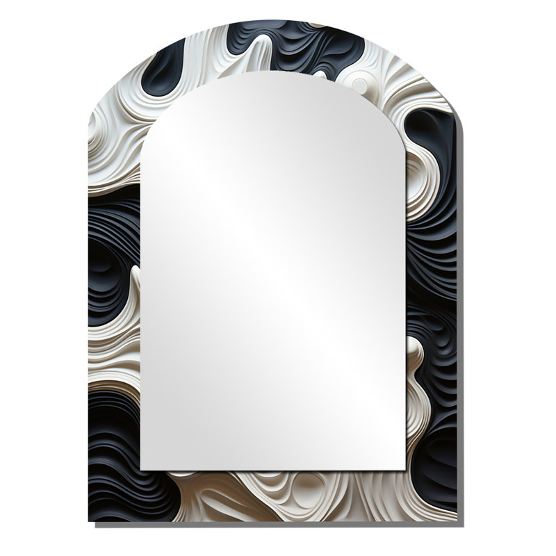 Miroir décoratif noir et blanc, noir et blanc, 34 po x 25 po