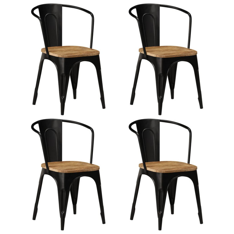 Bowlin 46cm H Side Chair in Black, 4, Black/Brown