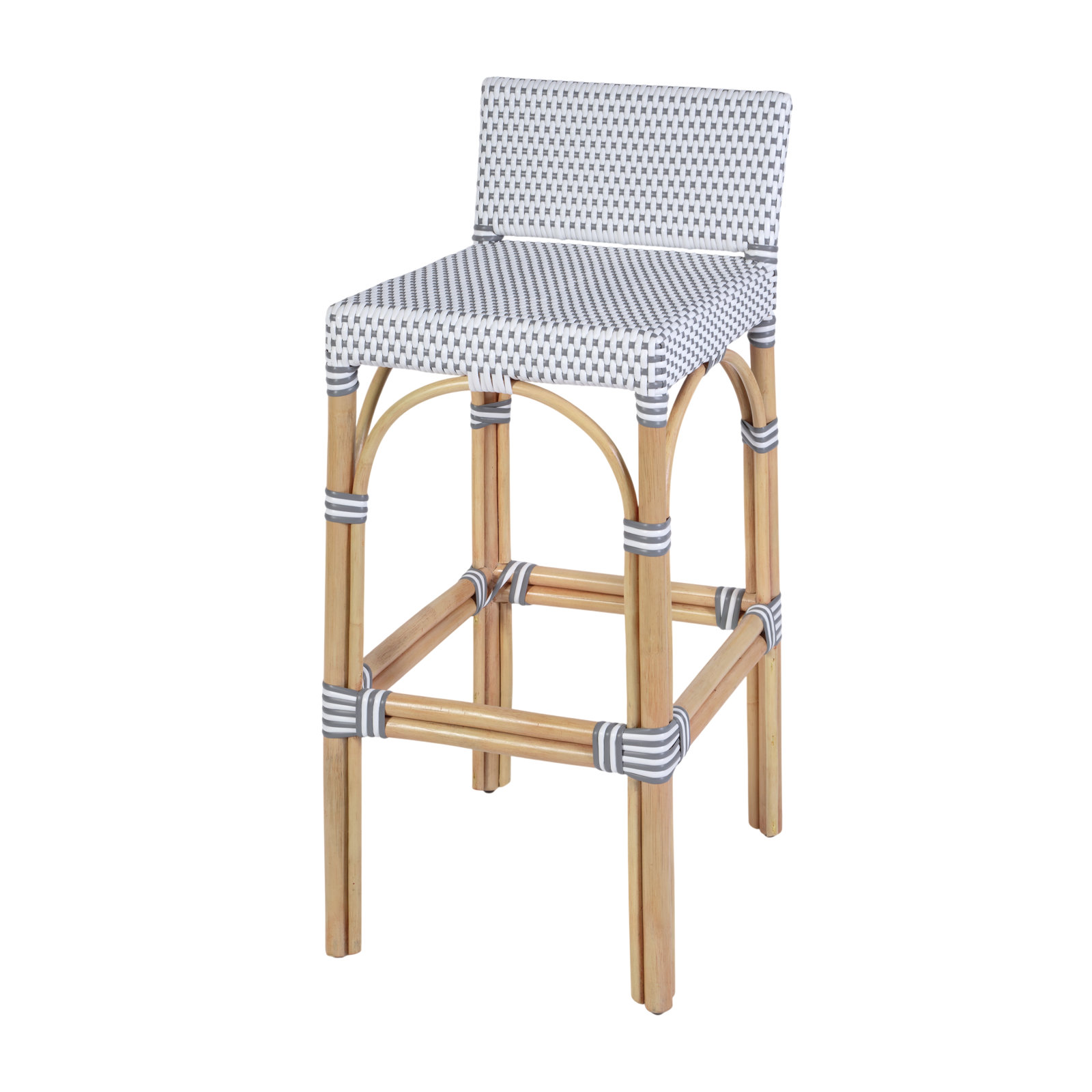 Estella Bar and Counter Stool, White/Gray Dot, Bar Stool (30" Seat Height)