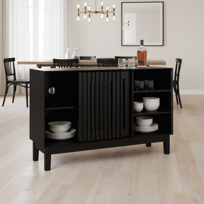 47" Sideboard & Media Console - Fluted 2-Door Cabinet w/Solid Wood Feet