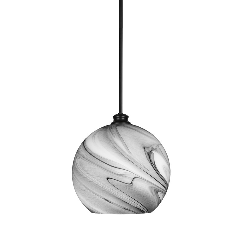 Luminaire suspendu 1 lumière Kimbro, H 13,75 po x l 13,75 po x P 13,75 po, Noir mat