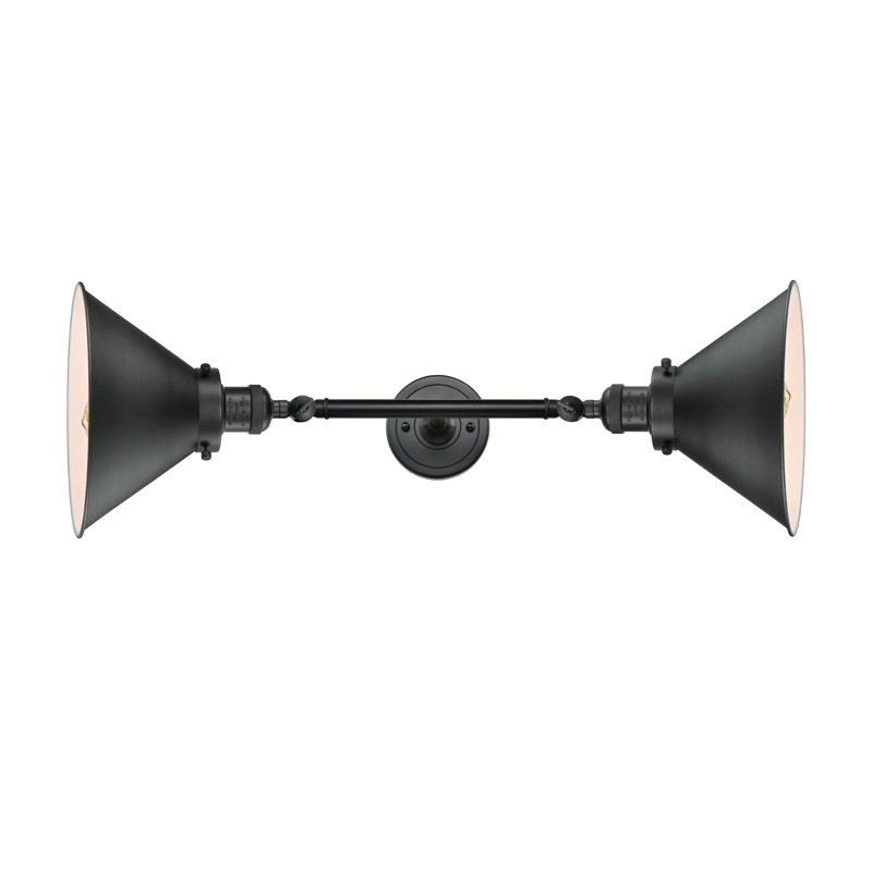 Reppert 2 - Light Dimmable Vanity Light, Matte Black, Matte Black, 60 Watt Vintage Incandescent Bulb