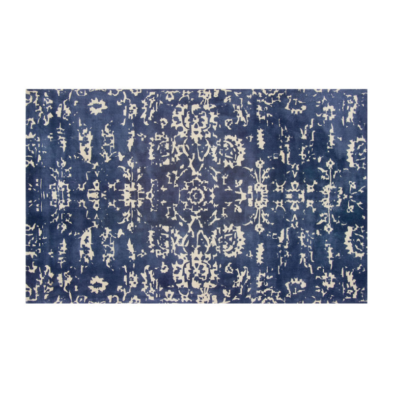 Maison 55 Wool Abstract Area Rug in Blue, Rectangle 5' x 8'