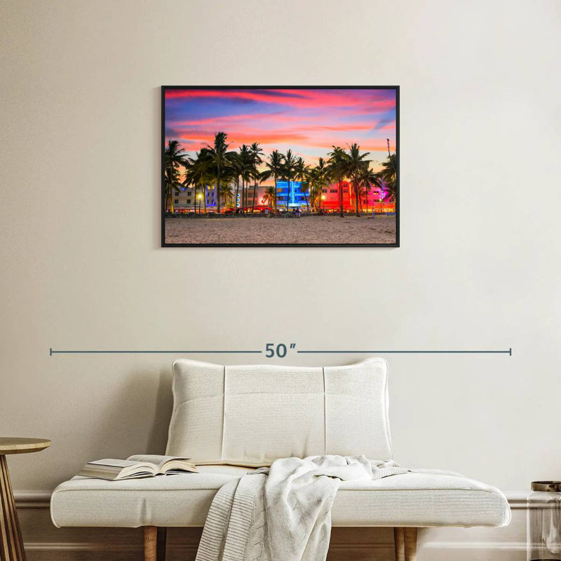 Miami Beach, États-Unis, 31 po x 21 po, Cadre flottant noir