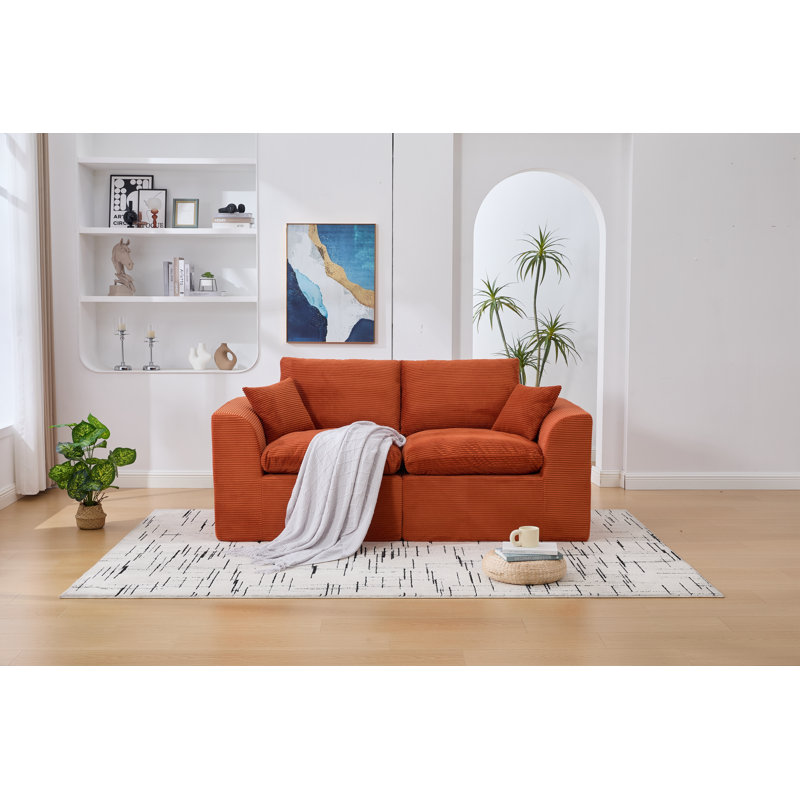 Modular Sectional Sofa Cloud Couch, Orange